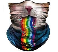 Facial Decoration Cat Rainbow Multicolor Neck Gaiter Comfortable Face Scarf Breathable Balaclava For Climbing, Motorcycling, Camping