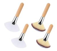 Facial Fan Brushes, Makeup Brush Set, Soft Applicator Tool, 4 Pieces, Wooden Handle with Soft Bristles Easy to Clean and Maintain for Women Girl Makeup Artist Stylist