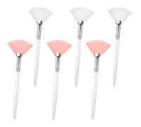 Facial Fan Brushes Set of 6- Pink & White, Soft Face Mask Applicator Brushes for Estheticians, Flat Head Makeup Tools for Women & Girls