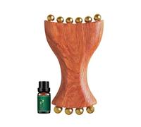 Facial Gua Sha, Copper Wood Massager, Cheek Massage Tool, Natural Beauty Skin Accessory, Relaxing Face Sculpting Design, for Women Wife Girlfriend Evening Home Travel Spa Skincare 9.3x4.5x5.8cm