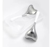 Facial Gua Sha Massage Tool Set, Stainless Steel, 145mm, Silver, 2-Piece Beauty Care Set