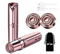 Facial Hair Removal for Women, Gurelax Touch Painless Face Shavers for Women,Hair Removal Device Rechargeable, Included 2 X Replacement Heads,Peach Ladies Face Shaver for Upper Lip, Chin, Mustache