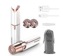 Facial Hair Removal for Women, Painless Womens Facial Hair Remover with 2 Replacement Heads, Lipstick-Sized, USB Rechargeable, for Upper Lip/Cheeks/Chin/Peach Fuzz/Mustache (White)