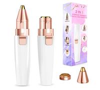 Facial Hair Remover for Women & Eyebrow Trimmer, 2 in 1 Rechargeable Facial Epilators with LED Light - Electric Hair Trimmer for Face