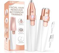 Facial Hair Remover for Women, Eyebrow Trimmer & Face Hair Remover 2 in 1 Face Shavers, Rechargable Eyebrows, Peach Fuzz, Lips, Arms