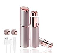 Facial hair remover for Women USB Rechargeable Painless Hair Trimmer Portable Flawless Electric Epilator Upper Lip Hair Remover for Face Included 1x Replacement Heads for Lip,Mustache,Chin (Rose gold)