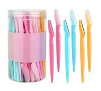 Facial Hair Trimmer - 66x Eyebrow Shaping Tool, Eyebrow Application Razors | Compact Face Dermaplaning Shaver with Protective Cover for Gentle Beard Care, Smooth Removal for Sensitive Skin