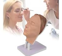 Facial Injection Training Model, Reusable Silicone Manikin Head with Internal Skeleton, Adjustable Base Angle, Includes Smile Lines and Crow's Feet for Cosmetic Procedures