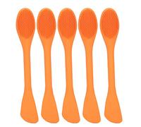 Facial Mask Brushes Silicone Face Cleaning Brush, DIY Mix Mask Stick with 2 Heads, Skin Care Tool for Deep Cleansing and Nourishing, Soft Food - Grade Silicone Material, Easy to Cl (Orange)