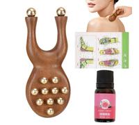 Facial Massage Roller, Adjustable Manual Comb, Sandalwood Brass Bead Accessory with Durable Build, Beauty Supply with Women Girls Boys Adults, Home Gear, House Indoor Outdoor Care Head Eye Relaxation
