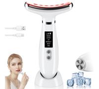Facial Massager, Anti-Aging Neck and face Massager with 5°C Cooling Head,6 Modes Microcurrent Face Lift Device,Wrinkle Removal Firming face Sculpting Device,for All Women(White)