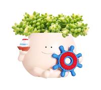 Facial Planter Pots - Decorative Succulent Pots | Plant Pot Planter | Cute Plant Pot | Resin Succulent Planter | Modern Decorative Boat Pot with Drainage Holes for Bonsai Garden Outdoor