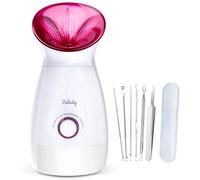Facial Steamer, Wolady Nano Ionic Face Steamer 200ml,3 in 1 multifunctional,Hot Mist Moisturizing Sprayer for Pores Towel Warmer Indoor Humidifier Home Sauna SPA Bonus Blackhead Extractor Kit,Pink