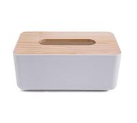 Facial Tissue Dispenser Box Cover Holder, Tissue Box, Bamboo White Cover Holder Case, Napkin Organiser, Rectangle Dryer Sheet Container for Home Office Dresser Bathroom Recta