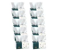 Facial Tissue Pack - Soft Gentle Virgin Wood Pulp Napkins | 10 or 12 Packs Household Pull-Out Paper Towels | Skin Friendly Absorbent No Shedding for Home Kitchen Bathroom Classroom Travel Car