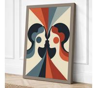 Facing Profiles Modern Canvas Wall Art Print 30x20 Inch (76 x 51 cm)