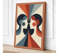 Facing Profiles Modern Canvas Wall Art Print 36x24 Inch (91 x 61 cm)