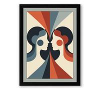Facing Profiles Modern Framed Wall Art Print A2 (59.4×42cm) Black, Wall Decor for Living Room, Bedroom, Office & Home, Ready to Hang, Art Gift