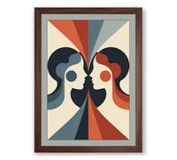 Facing Profiles Modern Framed Wall Art Print A2 (59.4×42cm) Walnut, Wall Decor for Living Room, Bedroom, Office & Home, Ready to Hang, Art Gift