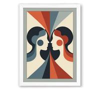 Facing Profiles Modern Framed Wall Art Print A2 (59.4×42cm) White, Wall Decor for Living Room, Bedroom, Office & Home, Ready to Hang, Art Gift