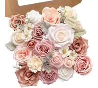 FACINOC Pink Rose Artificial Flowers Dusty Fake Flower with Stems Bulk for DIY Wedding Bouquets Bridal Baby Shower Centerpiece Table Decorations Silk Faux Floral Arrangements Party Home Decor Indoor