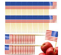 Facitaires Tooth Brands | Small Flag Toothpick From Cupcake Topper | Small American Flags On The Rod, German Flags, 100 Pieces Wooden Cocktail Skewers, Accessory