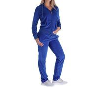 Facitisu Evrimas Women's 2 Piece Outfits Velvet Zip Hoodie Sweatshirt & Sweatpants Sweatsuits and Velour Tracksuit Sets Jogging Suit - Multicolored - Royal Blue