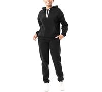 Facitisu Women Hoodies 2 Piece Outfits Sweatsuit Oversized Pullover Long Sleeve Sweatshirt Jogger Pants Set with Pockets, Black 205, X-Large