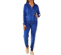 Facitisu Womens Velour Sweatsuit 2 Piece Velvet Tracksuit Sets, Royal Blue 203, X-Large