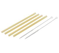 FACKELMANN 17050 Glass Drinking Straws + 2 Brushes, Glass, Yellow