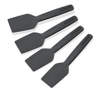 Fackelmann 25286 Set of 4 Squeegee Cheese Mini Bevelled End Pan Spatula Plastic, Black, 16 cm, Grey