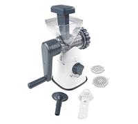 FACKELMANN 27913 Meat Grinder with Pastry Attachment, 18/8 Stainless Steel Plastic, White, Blue, Transparent and Silver