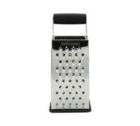 Fackelmann 4 Sided Universal Grater, Box Grater, with Comfort Grip Handle, Stainless Steel, 24.5x10x8cm, Silver & Black