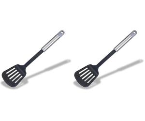 Fackelmann 680700 Slotted Turner, Plastic, Black, Grey (Pack of 2)
