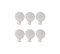Fackelmann 9336050 Set of 6 Stainless Steel Round Adhesive Wall Hooks, Adhesive Wall Hook, Bathroom Towel Holder, Bathroom Hook, Stainless Steel, 3.2 x 3 x 2 cm