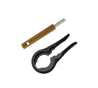 Fackelmann 9943750 Duo Jar Opener and Tongue Pull, Bottle Opener, Universal Jar Opener, Bottle Opener, Plastic, Rubber, Wood, Stainless Steel, Black, Brown, 18 x 9 x 2.2 cm