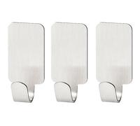 Fackelmann Adhesive Hooks Set Rectangular 0,5x1,5in 3 Pieces of Stainless Steel, Silver