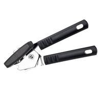 Fackelmann Basic Geared Can Opener, Stainless Steel & Plastic Handles, Food Safe Handheld Manual Tin Opener, Multifunctional Bottle Cap Opener, Comfortable Grip, Sharp Cutting Blades, Black, 20cm