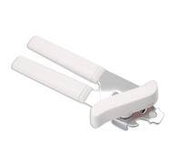 Fackelmann Basic Geared Can Opener, Stainless Steel & Plastic Handles, Food Safe Handheld Manual Tin Opener, Multifunctional Bottle Cap Opener, Comfortable Grip, Sharp Cutting Blades, White, 18cm