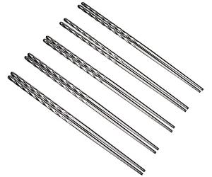 Fackelmann Chopsticks Set, Stainless Steel, Silver, 23cm, 5 Pair