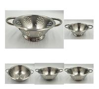 Fackelmann Colander 5pc Set, Stainless Steel, Mango Punch Deep Bowl, 16 20 24 26 & 28cm Sieve for Straining, Drainer with Sturdy Base & Two Handles, Twin Handle Freestanding Vegetable & Pasta Strainer