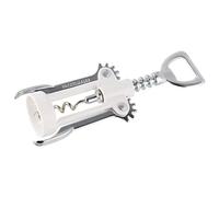 Fackelmann Corkscrew/Bottle Opener of Metal, Silver/White, 6.5-Inch