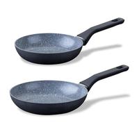 FACKELMANN Cosmo Frying Pan Set - Diameter 20/24 cm Made of Pressed Aluminium, PFAS Free Excilon Ceramic Coating, Soft Touch Handle, Suitable for Induction Cookers, Cleaning by Hand