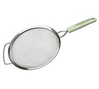 FACKELMANN Ecolution Sieve - Fine Kitchen Sieve Made of Wood Fibres, Organic Plastic and Stainless Steel - Diameter 20 x 38 cm Large Metal Strainer in Mint Green/Stone Grey
