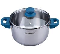 FACKELMANN Essential Cooking Pot Diameter 20 cm Stainless Steel Ergonomic Soft-Touch Handles Modern Design Suitable for All Hobs Blue