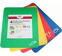 FACKELMANN Flexible Cutting Mats, Set of 4, Multi-Purpose Chopping Board, Rectangle Cutting Board, Pack of 4 Colour Coded for Food Types, Dishwasher Safe, 38x30.5x.2cm, Blue Red Yellow & Green