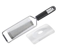 FACKELMANN Hand Grater fine 30 cm Sense with Sharp, fine Grating Surface, Including Blade Guard, Slicer with Non-Slip Soft-Touch Handle (Colour: Silver/Black), Quantity: 1 Piece.