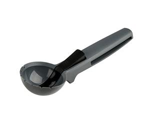 FACKELMANN Ice Cream Scoop, Plastic, with Easy Release Ice Ball | Lifting Function, Cookie Scoop, Spooning Gelato or Sorbet, Non-Stick, Anti-Scratch, Black, 19cm