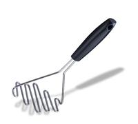 Fackelmann Initial Potato Masher, Stainless Steel, Heat-Resistant Handle, Fruit & Vegetable Baby Food Masher, Large Sturdy Press Plate, Handheld Food Crusher, Ricer, for Jam Vegetables & Fruits, 25cm