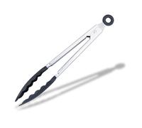 Fackelmann Initial Serving Tongs, Scalloped Plastic Head with Stainless Steel Locking Handle, Kitchen Tongs for Air Fryer, Non-Stick Anti-Scratch Pasta & Salad Tool, for BBQ Serving & Frying, 27.5cm